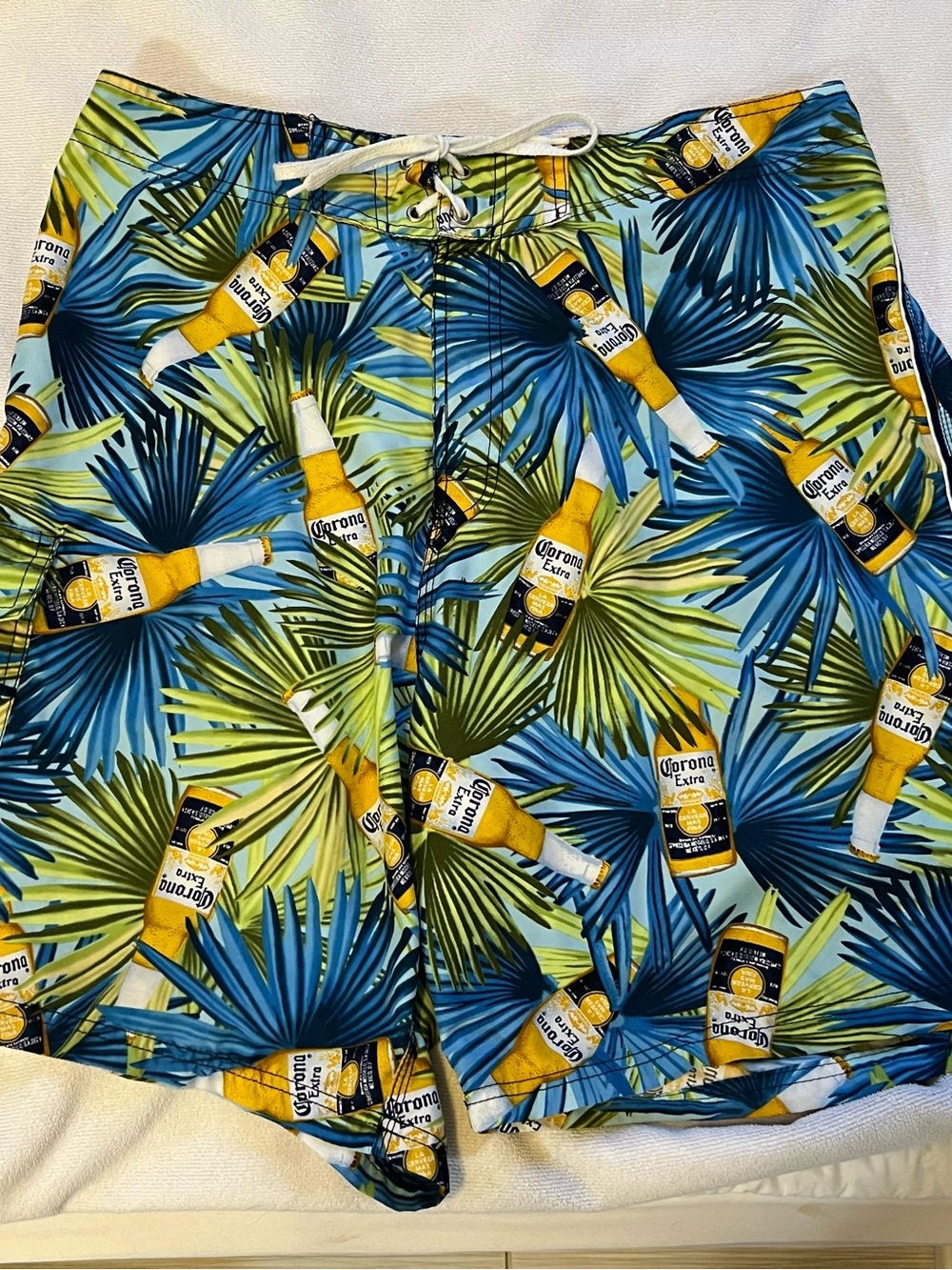 Corona Palm Bottle Print Swim Board Shorts